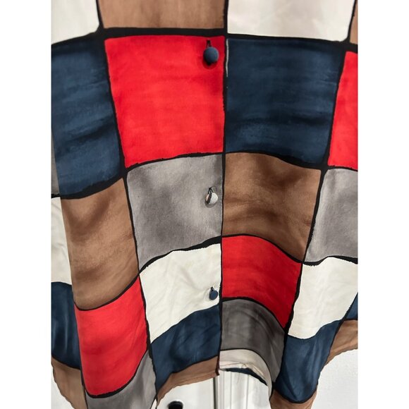 Le Caviar Color Block Short-Sleeve Button-Down Shirt Sz Medium - Picture 4 of 10